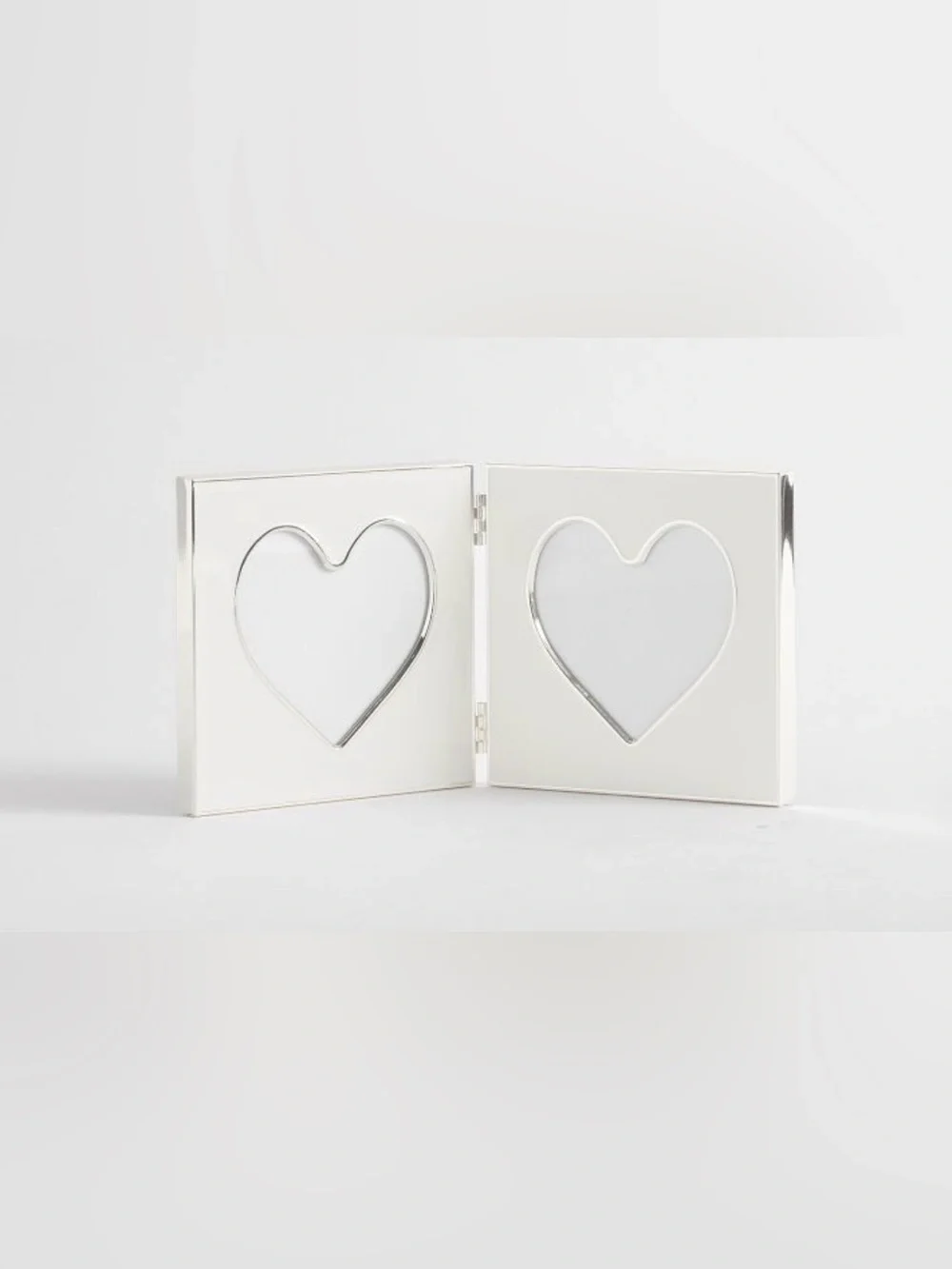 Pottery Barn White Heart Frame Duo ~ 3.5” x 3.5”